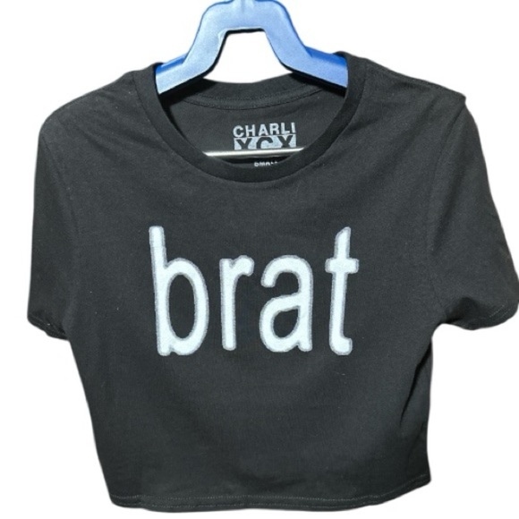 Charli XCX “Brat” Official Crop Top T-Shirt | Black | Size Small - Picture 3 of 9